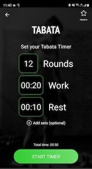 Tabata workout timer